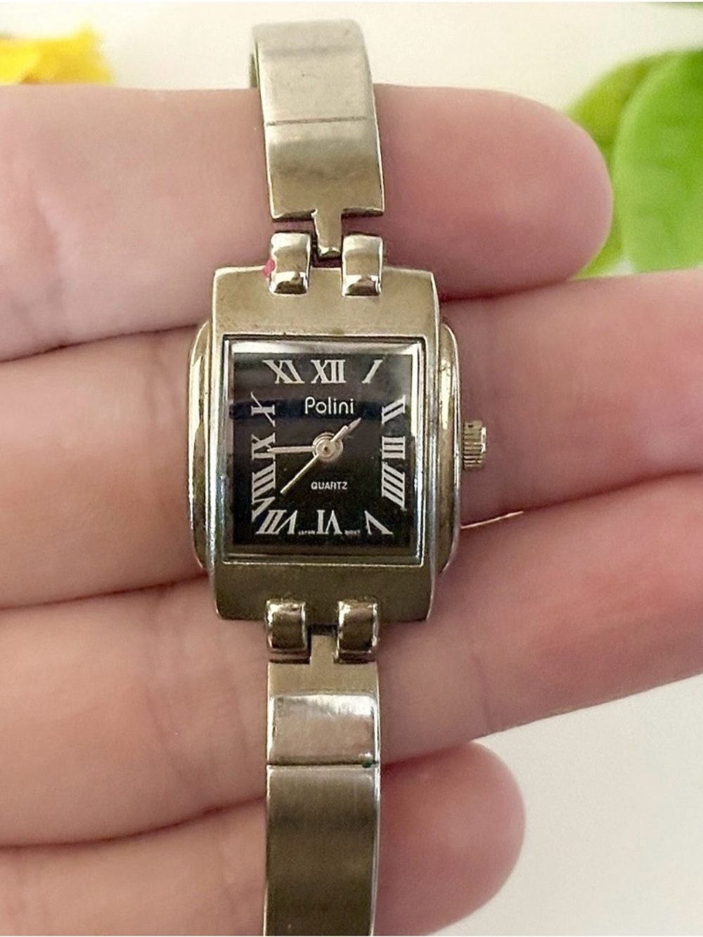 Sophisticated Stylish Polini Ladies Rectangular Silver Tank Watch-Modern Vintage